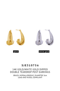 14K Double Teardrop Post Earrings-SJE310756