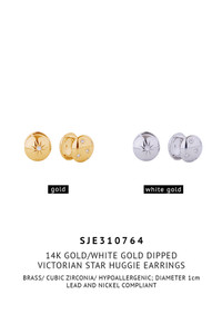 14K Victorian Star Huggie Earrings-SJE310764
