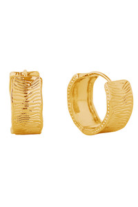 14K Engraved Huggie Hoop Earrings-SJE310770