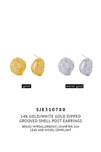 14K Grooved Shell Post Earrings-SJE310780