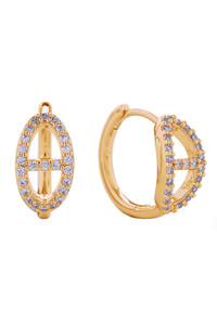 14K Farandole Pave CZ Huggie Earrings-SJE310796