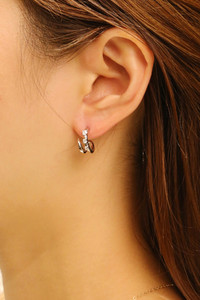 14K Claw Studed Hoop Post Earrings-SJE310797