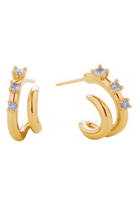 14K Claw Studed Hoop Post Earrings-SJE310797