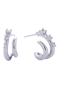 14K Claw Studed Hoop Post Earrings-SJE310797
