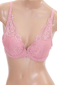 Solid Color with Lace Trim Bra