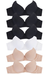 6pc Solid Basic Color Bra-68077A (6pc)