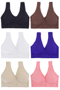 6pcs Plus Size Solid Color Top Bra-344P (6pcs)
