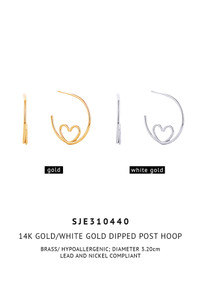 14K Dipped Post Hoop Earring-SJE310440