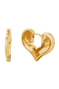 14K Open Heart Hoop Huggie Earrings-SJE310787
