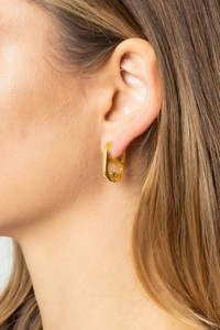 14K Gold Dipped Huggie Hoop Brass-SJE310349