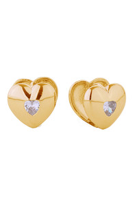 14K Double Heart Huggie Earrings-SJE310765