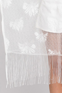 Floral Lace Poncho with Tassel
