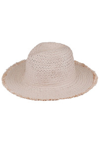 Frayed Solid Straw Panama Sun Hat

