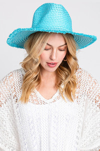Frayed Solid Straw Panama Sun Hat
