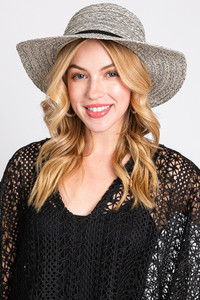 Suede Band Mixed Braid Packable Sun Hat