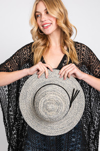 Suede Band Mixed Braid Packable Sun Hat