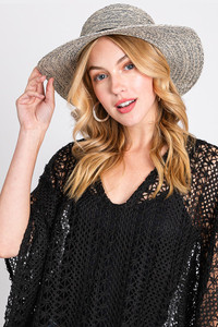 Suede Band Mixed Braid Packable Sun Hat