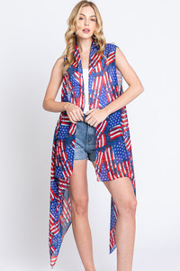 Grunge American Flag Star Vest