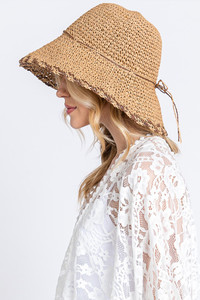 Edge Detailed Straw Bucket Hat