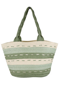 Striped Pattern Dotted Line Detail Straw Bag