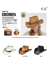 C.C Beige Vegan Leather Trim Band Fancy Texture Cowboy