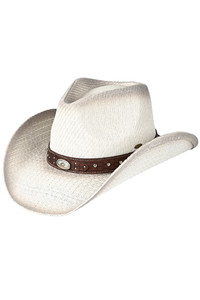 C.C Beige Vegan Leather Trim Band Fancy Texture Cowboy