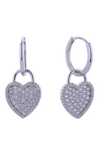 14K Crystal Heart Drop Huggie Earring