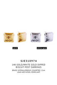 14K Biscuit Post Earring
