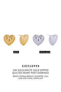 14K Quilted Heart Post Earring