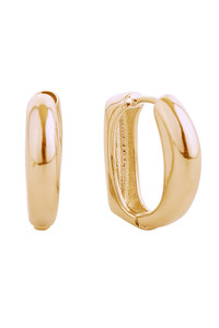 14K Puff Curve Huggie Hoop Earring