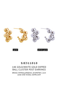 14K Ball Cluster Post Earring