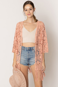 Solid Pattern Crochet Cardigan