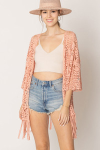 Solid Pattern Crochet Cardigan