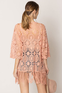 Solid Pattern Crochet Cardigan