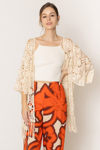 Solid Pattern Crochet Cardigan