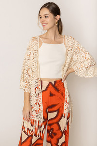 Solid Pattern Crochet Cardigan