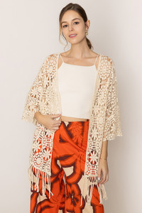 Solid Pattern Crochet Cardigan