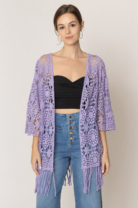 Solid Pattern Crochet Cardigan