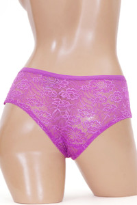 12pcs Floral Lace Trim Microfiber Bikini Panty