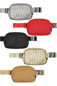 C.C Vegan Leather Woven Fanny Pack