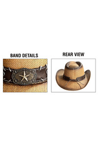 C.C Beanie Cut & Sew Tea-Stain Cowboy with Deco. String Vegan Leather Band