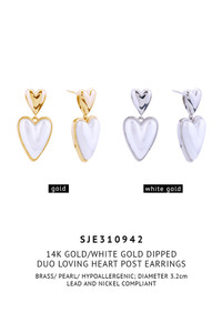 14K Duo Loving Heart Post Earrings