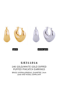 14K Puffed Pincatch Earrings