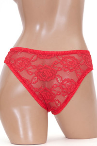 12pcs Solid Color Rose Pattern Lace Cheeky Panty