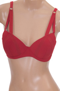 6pc Solid Stripe Trim Microfiber Full Cup Bra