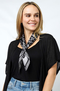 Leopard Pattern Print Satin Square Scarf