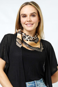 Leopard Pattern Print Satin Square Scarf