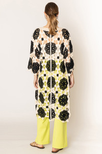 Flower Tow Tone Crochet Cardigan