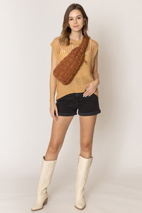 Solid Quilted Sling Bag