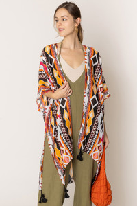 Aztec Print Tassel Kimono